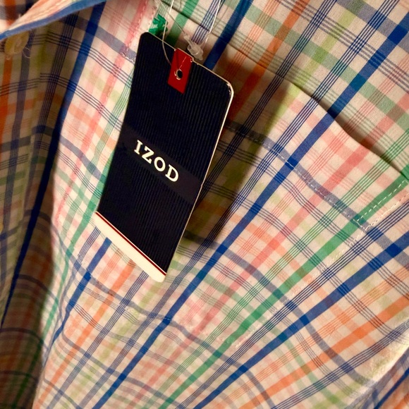 Izod Men's Pastel Plaid Button Down Shirt - Picture 2 of 5